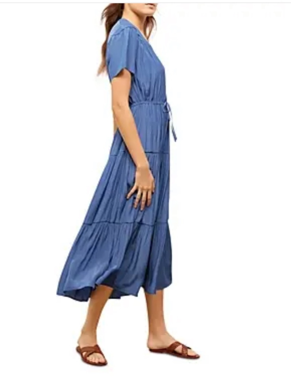 GERARD DAREL Sylia Faux Wrap Midi Dress Dusty Blue 46